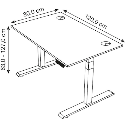 Artikelbild 2 für Kerkmann Move 2 Plus elektrisch höhenverstellbarer Schreibtisch lichtgrau rechteckig, T-Fuß-Gestell anthrazit 120,0 x 80,0 cm, Artikelnummer 519692