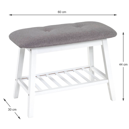 Artikelbild 2 für HAKU Möbel Schuhbank 18339 weiß, grau Stoff 60,0 cm, Artikelnummer 462661