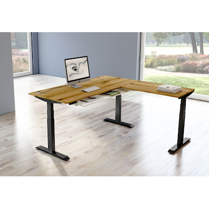 Artikelbild 5 für Kerkmann Move 4 elektrisch höhenverstellbarer Schreibtisch eiche rechteckig, T-Fuß-Gestell grau 200,0 x 220,0 cm, Artikelnummer 997864