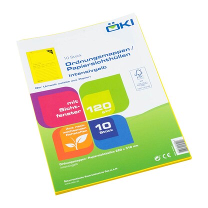 Artikelbild 2 für 100 ÖKI Sichthüllen Ordo DIN A4 gelb glatt 120 g/qm, Artikelnummer 355257