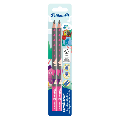 Artikelbild 2 für Pelikan Combino Schreiblern- Bleistifte B pink mit Tiermotiv, 2 St., Artikelnummer 317162