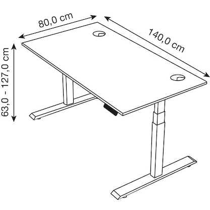Artikelbild 2 für Kerkmann Move 2 Plus elektrisch höhenverstellbarer Schreibtisch eiche hell rechteckig, T-Fuß-Gestell anthrazit 140,0 x 80,0 cm, Artikelnummer 520043