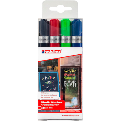 Artikelbild 1 für edding 4095-4999 Kreidemarker farbsortiert 2,0 - 3,0 mm, 4 St., Artikelnummer 146742