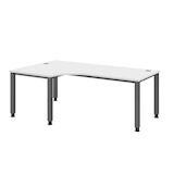 Artikelbild 1 für HAMMERBACHER QS82 höhenverstellbarer Schreibtisch weiß L-Form, 4-Fuß-Gestell grau 200,0 x 80,0/120,0 cm, Artikelnummer 101768