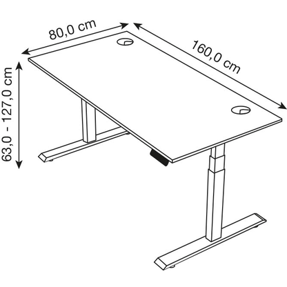 Artikelbild 2 für Kerkmann Move 2 Plus elektrisch höhenverstellbarer Schreibtisch anthrazit rechteckig, T-Fuß-Gestell anthrazit 160,0 x 80,0 cm, Artikelnummer 519817