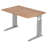Artikelbild 1 für HAMMERBACHER US12 höhenverstellbarer Schreibtisch nussbaum rechteckig, C-Fuß-Gestell silber 120,0 x 80,0 cm, Artikelnummer 860712