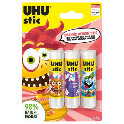 Artikelbild 4 für 3 UHU MONSTER Klebestifte 3x 8,2 g, Artikelnummer 312656