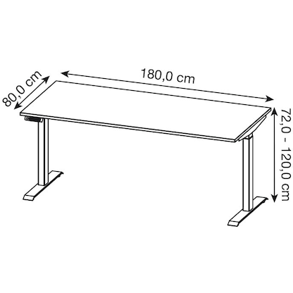 Artikelbild 2 für GERMANIA JET höhenverstellbarer Schreibtisch weiß rechteckig, T-Fuß-Gestell schwarz 180,0 x 80,0 cm, Artikelnummer 211407