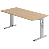 Artikelbild 1 für HAMMERBACHER OS 16 höhenverstellbarer Schreibtisch eiche rechteckig, C-Fuß-Gestell silber 160,0 x 80,0 cm, Artikelnummer 657655