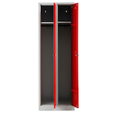 Artikelbild 1 für Gürkan Spind lichtgrau, feuerrot 103494, 2 Schließfächer 60,0 x 50,0 x 180,0 cm, Artikelnummer 559688