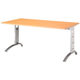 Artikelbild 1 für HAMMERBACHER FS16 höhenverstellbarer Schreibtisch buche rechteckig, C-Fuß-Gestell silber 160,0 x 80,0 cm, Artikelnummer 859672