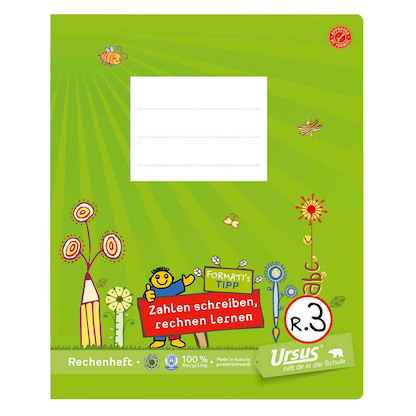 Artikelbild 2 für Ursus Schulhefte Formati Rechenheft Lineatur R3 rautiert quart Rand rundum, 20 Blatt, Artikelnummer 701864