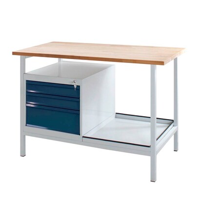 Artikelbild 2 für ADB Werkbank Eko lichtgrau, anthrazitgrau 3 Schubladen 120,5 x 60,0 x 82,5 cm, Artikelnummer 204749