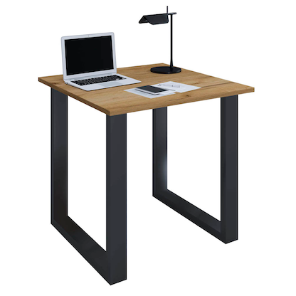 Artikelbild für VCM my office Lona Schreibtisch honig-eiche quadratisch, U-Fuß-Gestell schwarz 80,0 x 80,0 cm, Artikelnummer 268296