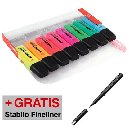 Artikelbild 11 für AKTION: STABILO BOSS ORIGINAL Textmarker farbsortiert, 8 St. + GRATIS Stabilo Fineliner schwarz, Artikelnummer 643266
