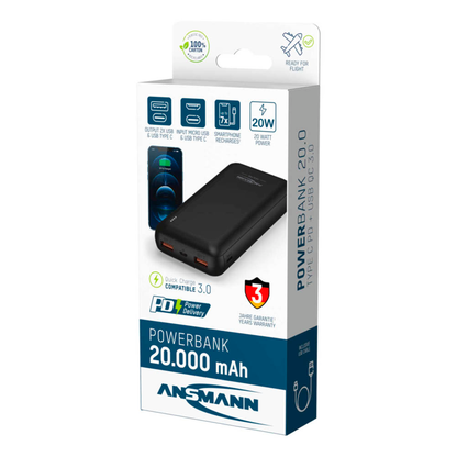 Artikelbild 14 für ANSMANN PB320PD Powerbank 20.000 mAh schwarz, Artikelnummer 654697