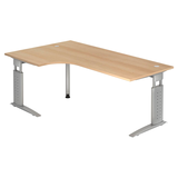 Artikelbild 1 für HAMMERBACHER US82 höhenverstellbarer Schreibtisch eiche L-Form, C-Fuß-Gestell silber 200,0 x 80,0/120,0 cm, Artikelnummer 860799