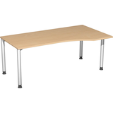 Artikelbild 1 für geramöbel Flex höhenverstellbarer Schreibtisch buche, silber Trapezform, 4-Fuß-Gestell silber 180,0 x 80,0/100,0 cm, Artikelnummer 879748