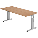 Artikelbild 1 für HAMMERBACHER OS 19 höhenverstellbarer Schreibtisch nussbaum rechteckig, C-Fuß-Gestell silber 180,0 x 80,0 cm, Artikelnummer 657306