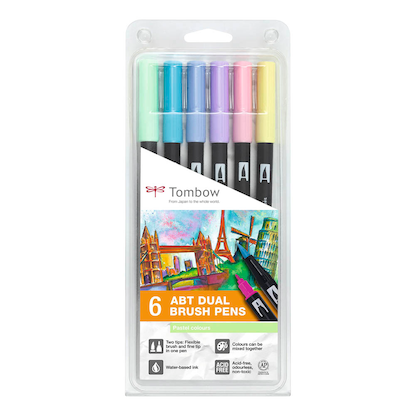Artikelbild 19 für Tombow ABT Dual Brush-Pens farbsortiert, 6 St., Artikelnummer 398425