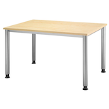 Artikelbild 1 für HAMMERBACHER Orbis höhenverstellbarer Schreibtisch ahorn rechteckig, 4-Fuß-Gestell silber 120,0 x 80,0 cm, Artikelnummer 470153