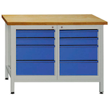 Artikelbild 1 für ADB Werkbank lichtgrau, RAL 5012 8 Schubladen 120,0 x 60,0 x 84,0 cm, Artikelnummer 674794