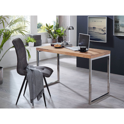 Artikelbild 5 für WOHNLING Schreibtisch akazie rechteckig, Kufen-Gestell chrom 120,0 x 60,0 cm, Artikelnummer 540403