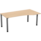 Artikelbild 1 für geramöbel Flex höhenverstellbarer Schreibtisch buche, anthrazit Trapezform, 4-Fuß-Gestell grau 180,0 x 80,0/100,0 cm, Artikelnummer 879864