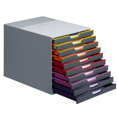 Artikelbild 3 für DURABLE Schubladenbox VARICOLOR® dunkelgrau mit bunten Farblinien 761027, DIN A4 mit 10 Schubladen, Artikelnummer 113993