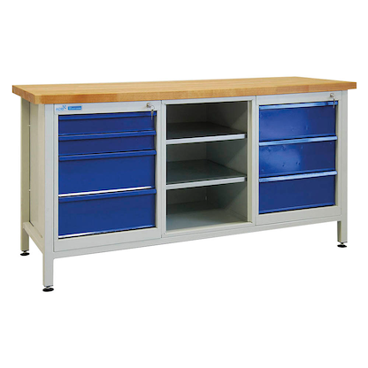 Artikelbild 17 für ADB Werkbank lichtgrau, RAL 5012 7 Schubladen 170,0 x 60,0 x 84,0 cm, Artikelnummer 674907