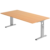 Artikelbild 1 für HAMMERBACHER OS 2E höhenverstellbarer Schreibtisch buche rechteckig, C-Fuß-Gestell silber 200,0 x 100,0 cm, Artikelnummer 657421