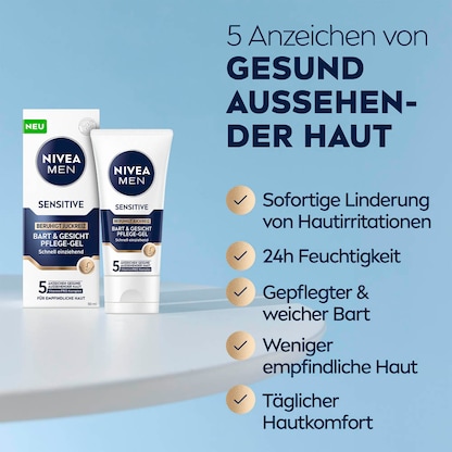 Artikelbild 3 für NIVEA MEN SENSITIVE BART & GESICHT Gesichtspflege-Gel 50 ml, Artikelnummer 579187
