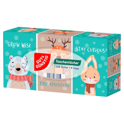 Artikelbild 12 für GUT&GÜNSTIG Taschentücherbox 4-lagig weiß, 100 Tücher, Artikelnummer 990940