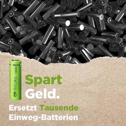 Artikelbild 6 für 4 GP Akkus ReCyko+ Mignon AA 1.300 mAh, Artikelnummer 290211