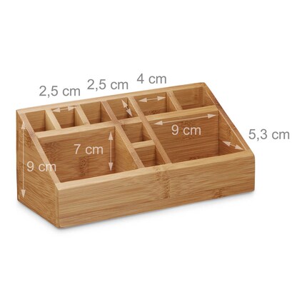 Artikelbild 5 für relaxdays Schreibtisch-Organizer braun Bambus 10 Fächer 23,0 x 10,0 x 10,0 cm, Artikelnummer 516507
