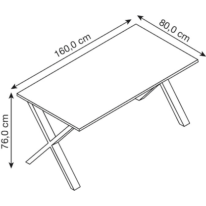 Artikelbild 2 für VCM my office Lona Schreibtisch weiß rechteckig, X-Fuß-Gestell schwarz 160,0 x 80,0 cm, Artikelnummer 270276