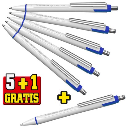 Artikelbild 20 für 5 + 1 GRATIS: Schneider Kugelschreiber Slider Xite weiß, Schreibfarbe: blau, 5 St. + GRATIS 1 St., Artikelnummer 264562