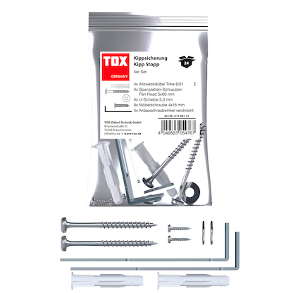 Artikelbild 23 für TOX Kipp Stopp 01160131 Möbel-Kippsicherung-Set, 24-teilig, Artikelnummer 560528