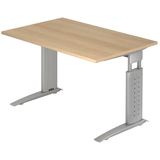 Artikelbild 1 für HAMMERBACHER US12 höhenverstellbarer Schreibtisch eiche rechteckig, C-Fuß-Gestell silber 120,0 x 80,0 cm, Artikelnummer 860496
