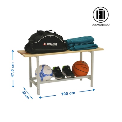 Artikelbild 2 für Simonrack Garderobenbank mit Schuhrost SIMONLOCKER 8435104936436 braun, grau Metall 100,0 cm, Artikelnummer 980084