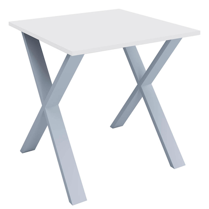 Artikelbild für VCM my office Lona Schreibtisch weiß quadratisch, X-Fuß-Gestell silber 80,0 x 80,0 cm, Artikelnummer 905935