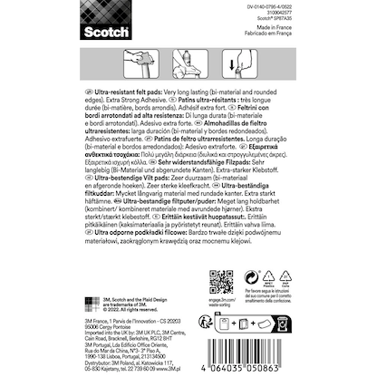 Artikelbild 2 für Scotch ULTRA RESISTANT Filzgleiter Kunststoff Ø 2,5 cm, 8 St., Artikelnummer 477616