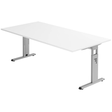 Artikelbild 1 für HAMMERBACHER OS 2E höhenverstellbarer Schreibtisch weiß rechteckig, C-Fuß-Gestell silber 200,0 x 100,0 cm, Artikelnummer 657484