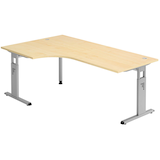 Artikelbild 1 für HAMMERBACHER OS 82 höhenverstellbarer Schreibtisch ahorn L-Form, C-Fuß-Gestell silber 200,0 x 80,0/120,0 cm, Artikelnummer 657066