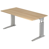 Artikelbild 1 für HAMMERBACHER US16 höhenverstellbarer Schreibtisch eiche rechteckig, C-Fuß-Gestell silber 160,0 x 80,0 cm, Artikelnummer 860662