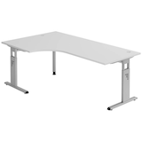 Artikelbild 1 für HAMMERBACHER OS 82 höhenverstellbarer Schreibtisch lichtgrau L-Form, C-Fuß-Gestell silber 200,0 x 80,0/120,0 cm, Artikelnummer 657116