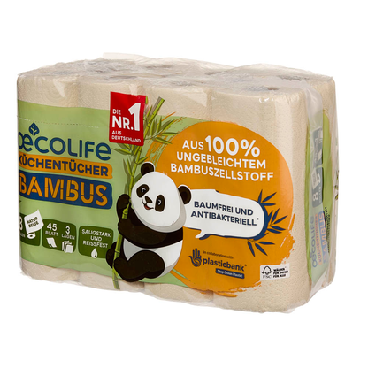 Artikelbild 5 für oecolife Küchenrollen Bambus 3-lagig, 8 Rollen, Artikelnummer 671879