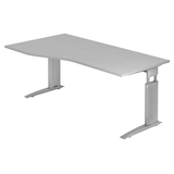 Artikelbild 1 für HAMMERBACHER US18 höhenverstellbarer Schreibtisch lichtgrau Trapezform, C-Fuß-Gestell silber 180,0 x 100,0 cm, Artikelnummer 860623