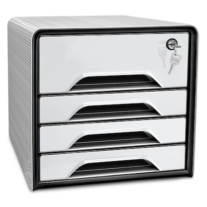 Artikelbild 22 für cep Schubladenbox Smoove Secure schwarz/weiß 1073110121, DIN A4 mit 4 Schubladen, Artikelnummer 428973