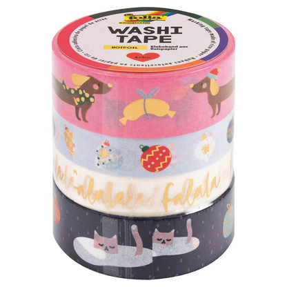 Artikelbild 2 für folia Washi Tape Falala Deko-Klebeband matt 10,0/15,0 mm x 5,0 m 4 Rollen, Artikelnummer 508172